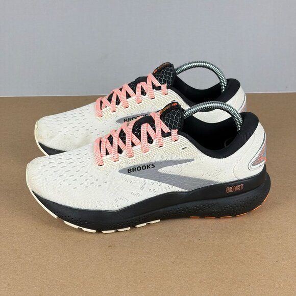 Brooks Ghost 16 Athletic Running Shoes Womens 6.5 White Pink Black Low Top - Picture 10 of 10